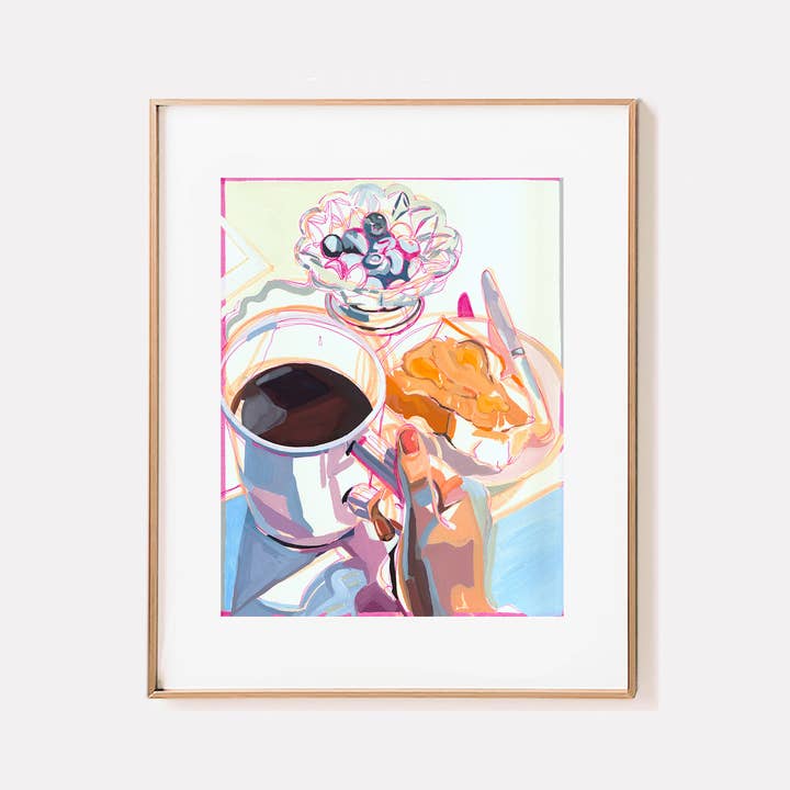 "Peanut Butter & Honey" Coffee and Fruit Signed Giclee Print for wholesale by Anissa Riviere Art and Prints