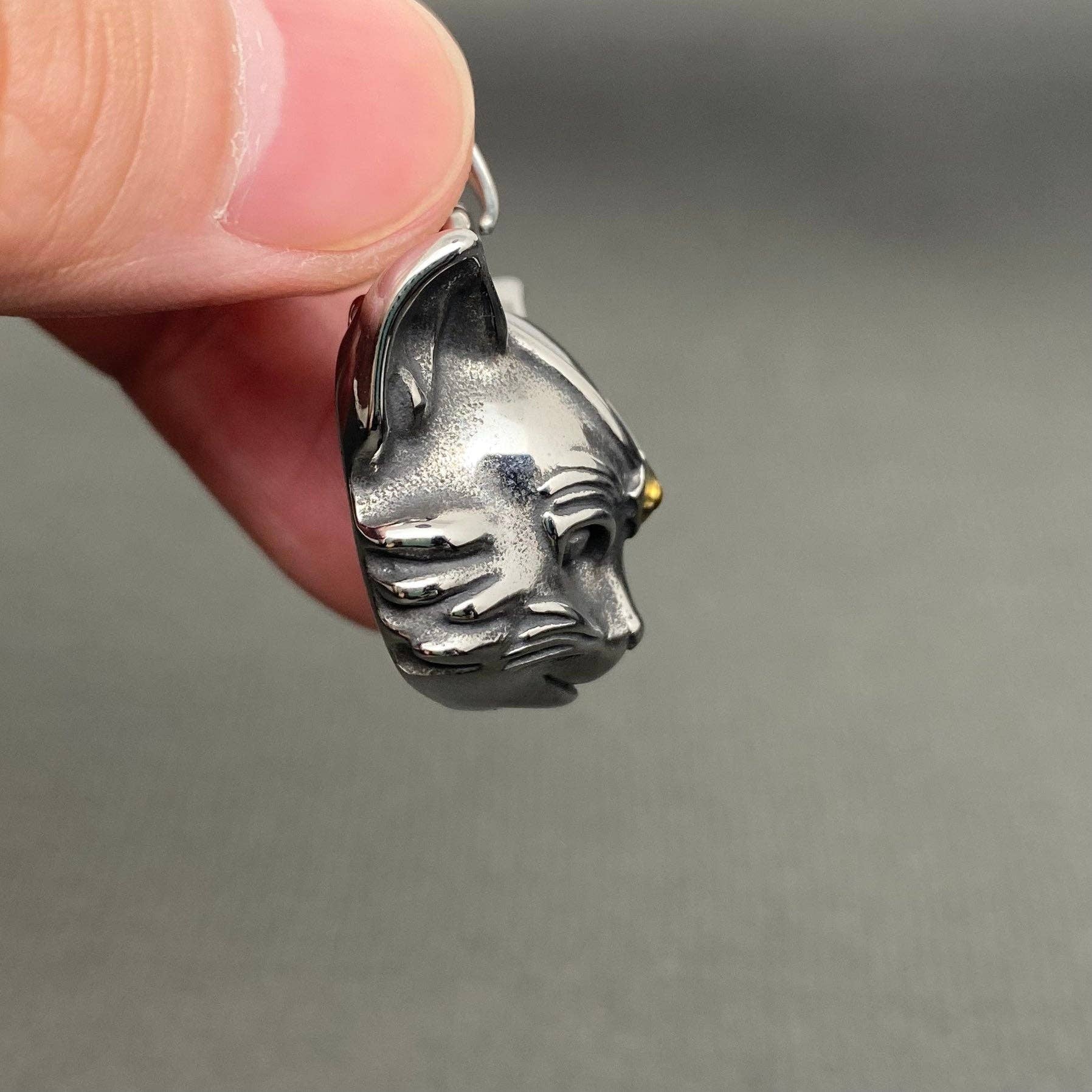 Mio Queena - Wholesale Craft Supplies - Stainless Steel Cat's Head Pendant - MJ/MNP1
