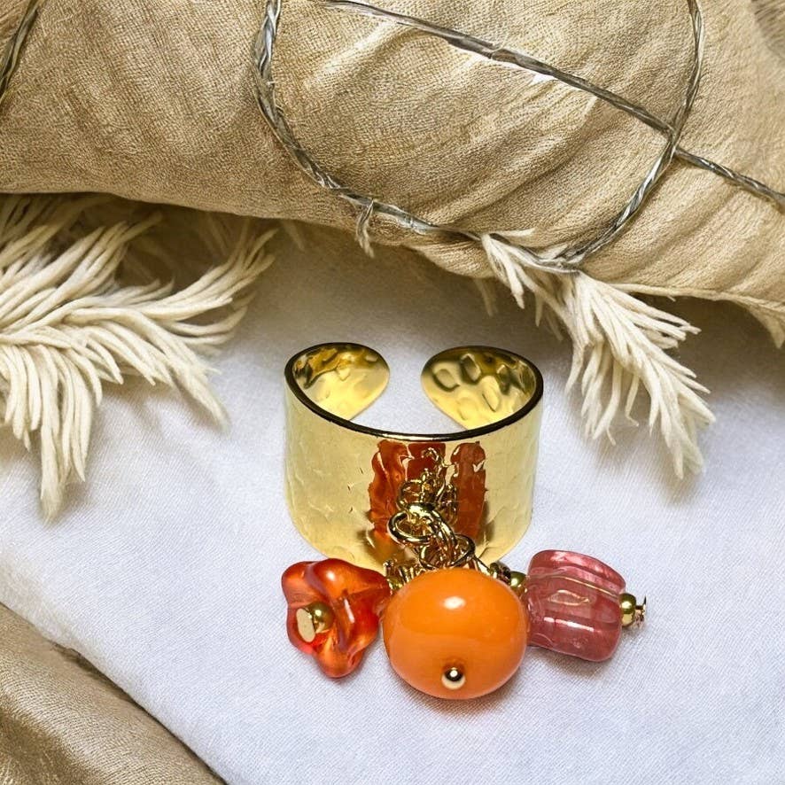 TOURMALYN - Wholesale Cocktail/Statement Ring - Fine gold plated ring with Opal stone and Quartz3