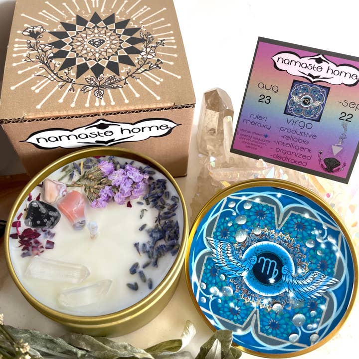 Namaste Home - Wholesale Travel Candles - 12 Pack of Zodiac Candles, 1 of Each Sign, Crystal Candles1