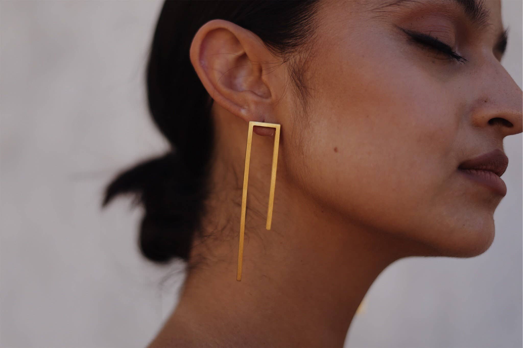 Laka Luka - Vente Boucles d'oreilles pendantes - Boucles d'oreilles surdimensionnées rectangulaires géométriques faites main3