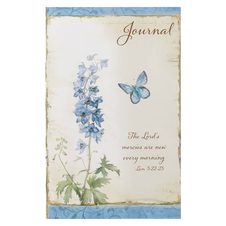 Journal Softcover Blue Flowers Lord's Mercies Lam. 3:22 for wholesale by Christian Art Gifts