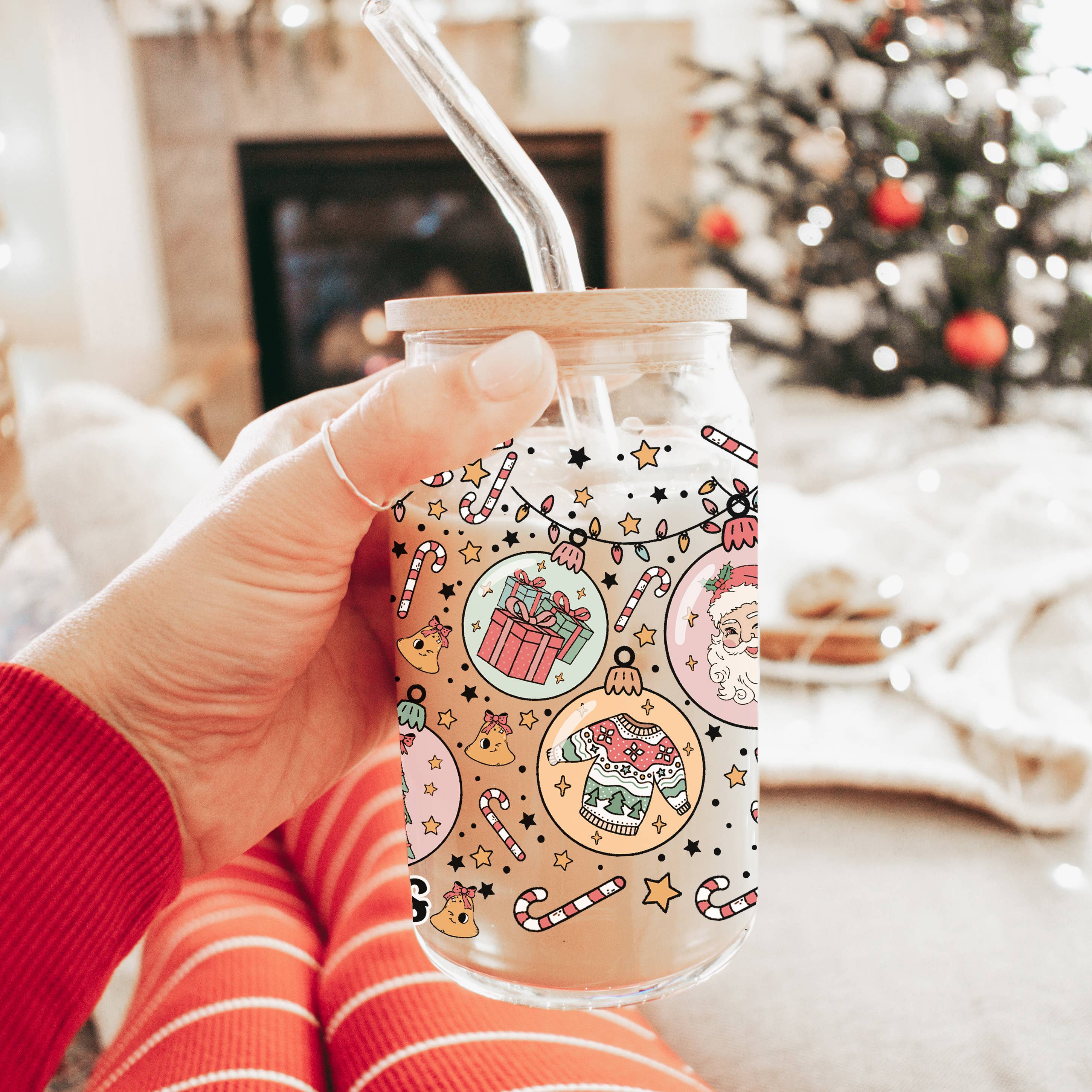 Gia Roma - Wholesale Drinking Glass/Cup - Vintage Christmas Glass Cups with Straw, Kitchen Decoration43