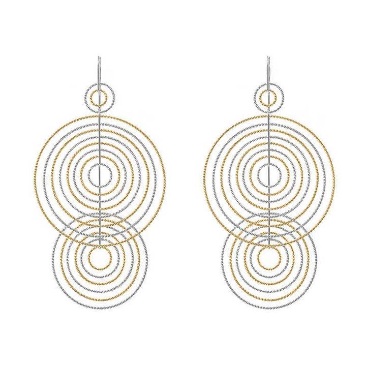 Arianna Bis gold-plated rhodium-plated silver earrings for wholesale by ORUS BIJOUX