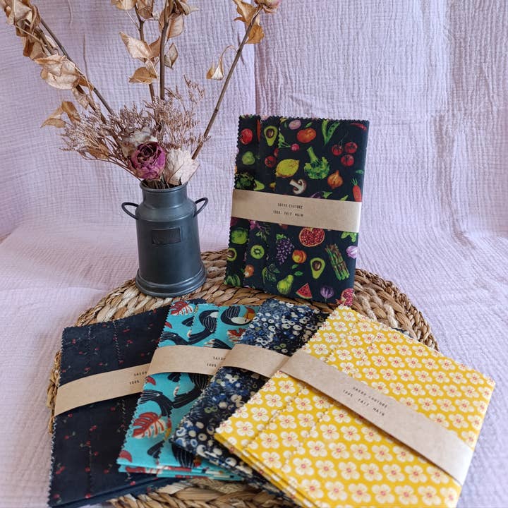 Sasou Couture - Wholesale Food Storage Wrap/Bag - Trio of Bee-Wraps / Reusable Wraps