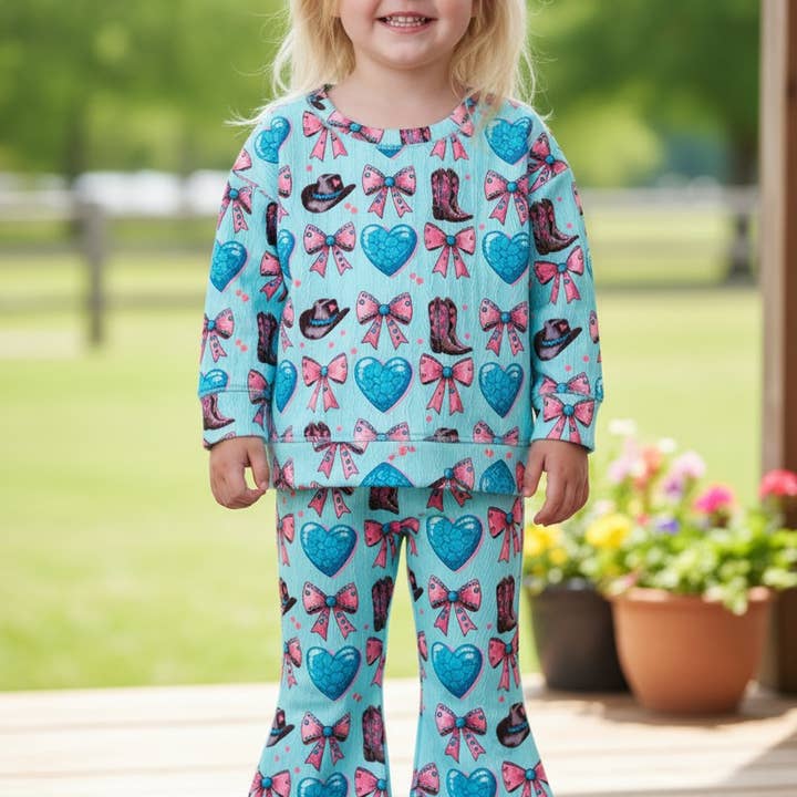 Cute western printed 2 piece set. OFG52874 AMY and other Purchase Wholesale kids matching set. Free Returns & Net 60 Terms on Faire trending on Faire.