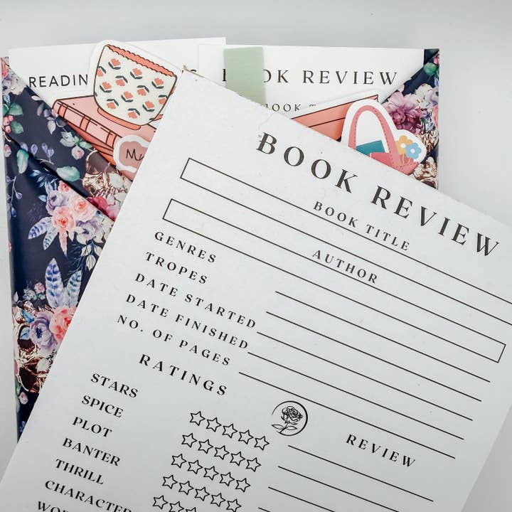 Book Review Notepad, 50 Book review Pages, Perfect for Book Lovers for wholesale by Black Rose Creative LLC