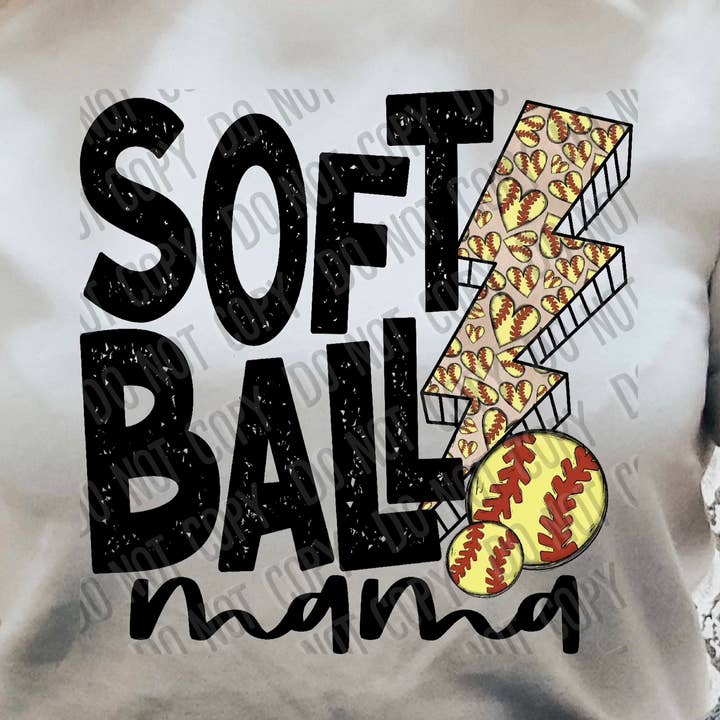Softball Mama Bolt DTF Transfer for wholesale by tee and shirts