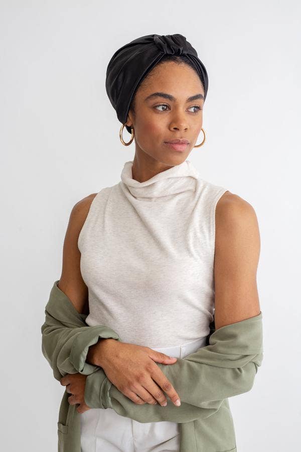 Sort All Silk Turban - Sort for engroshandel på Faire2