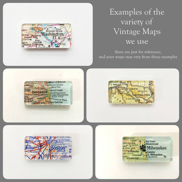 Tanner Glass - Wholesale Magnet - Magnet - Vintage Map - Rectangle - you choose the locations1