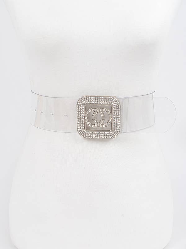 Ceinture à boucle OO en strass transparent pour la vente par Shop Neighbors