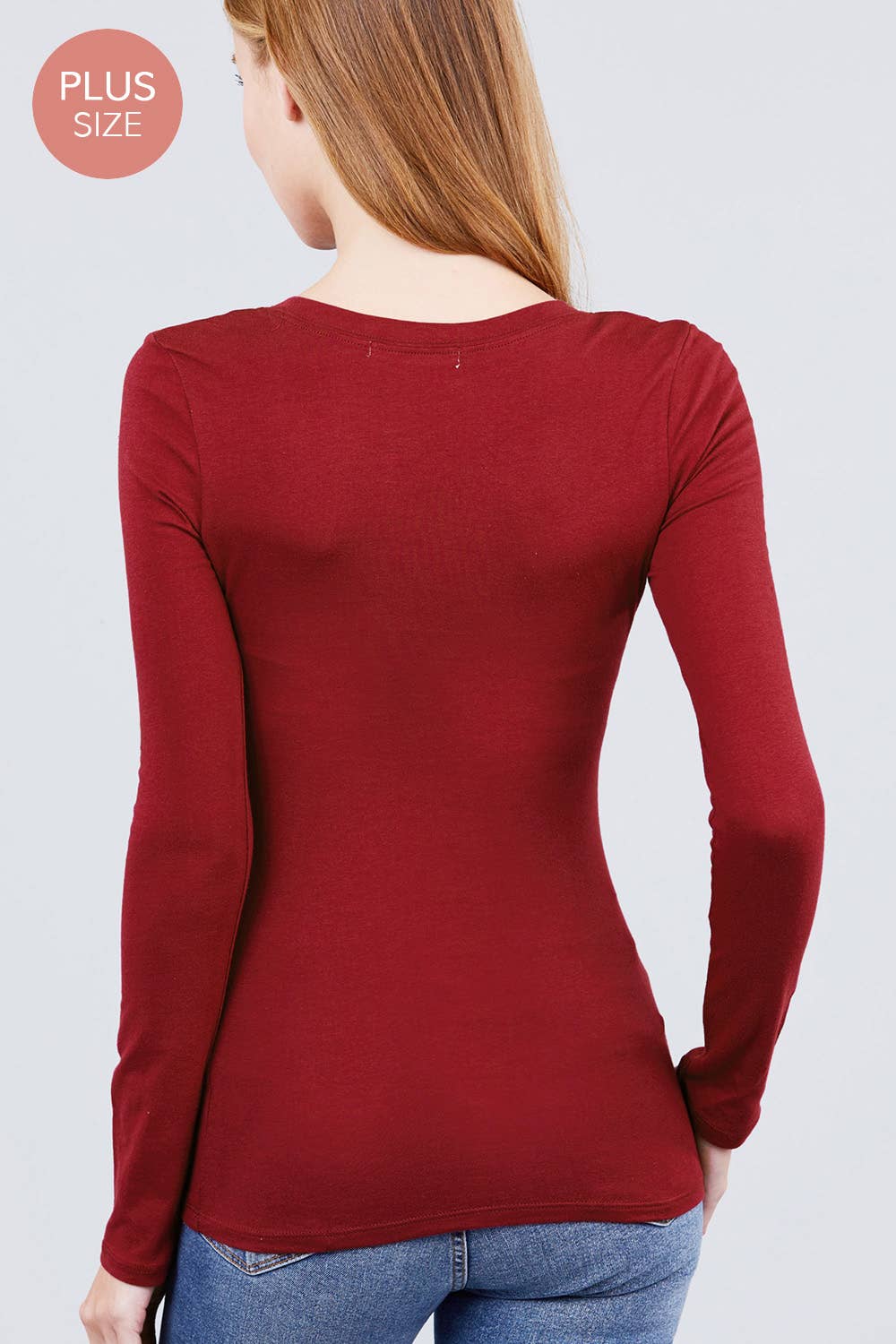 Active Basic | Active USA - Wholesale Knit Top - Women's - [PLUS SIZE] Long Sleeve Scoop Neck Top26