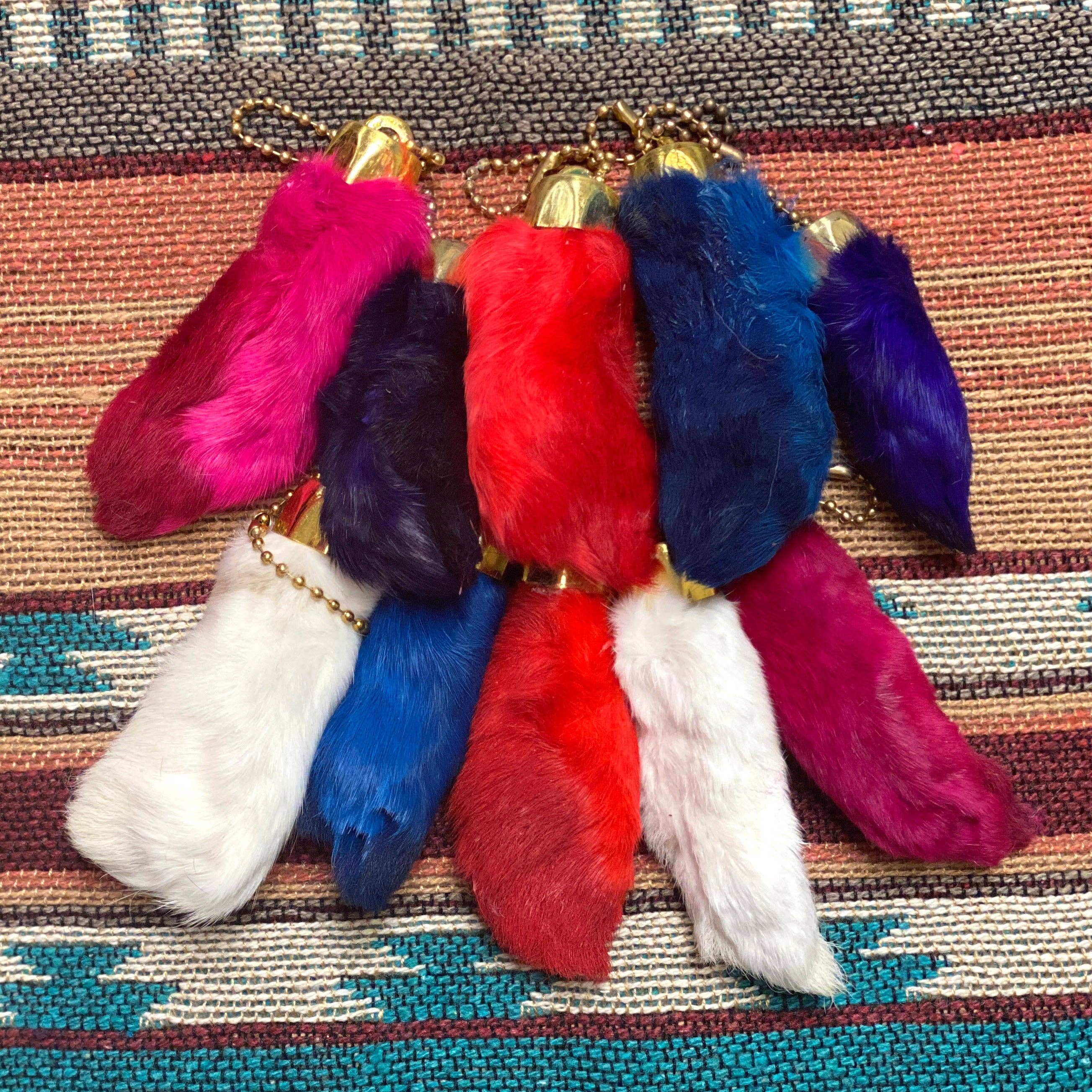 El Paso Saddleblanket - Wholesale Keychain - Unisex - 10 Pack Colored Rabbit's Foot Keychains0