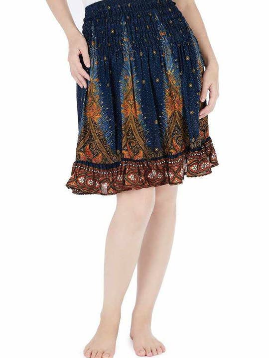 Kurzer Rock mit Pfauenmuster für Damen für den Großhandel von Studio 12 Collective (previously Ethnic Lanna)