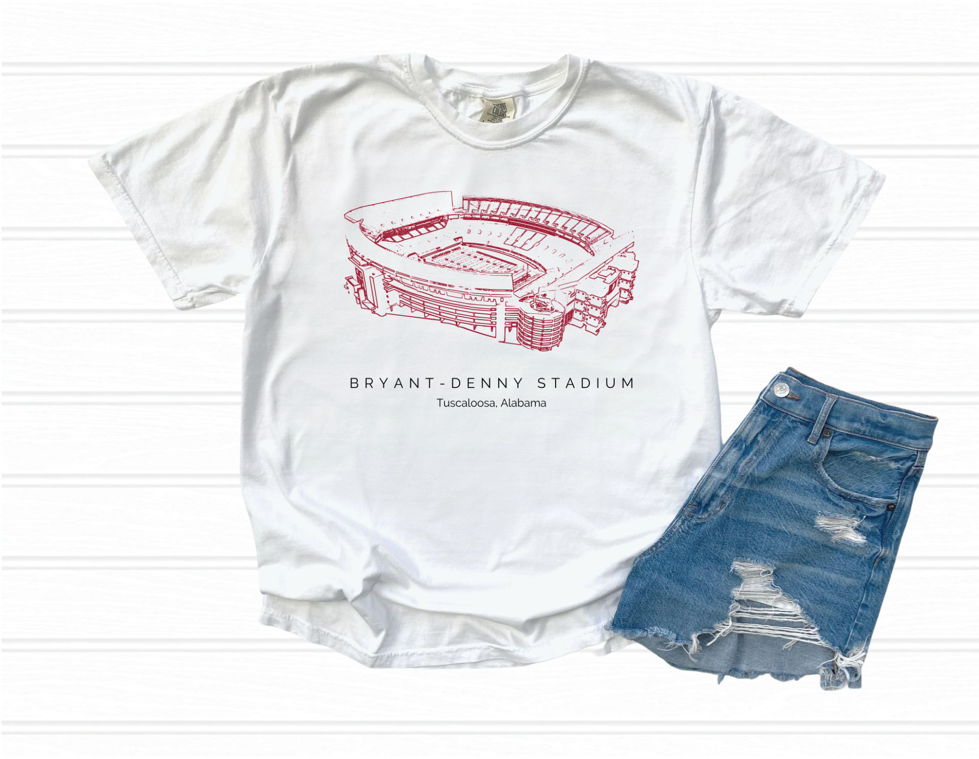 Cotton Threads – T-shirt estampada - Unissexo por atacado – Alabama Stadium Comfort Colors adulto e crianças0