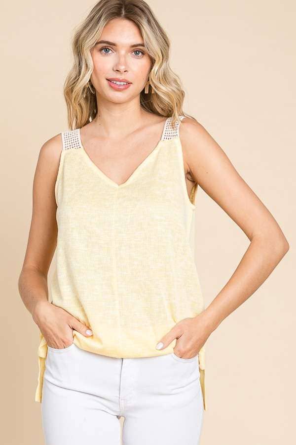 Culture Code – Engroshandel Tanktop – Kvinder – CRK1643 - V-HALS HÆKLET BLONDESTROP TOP4