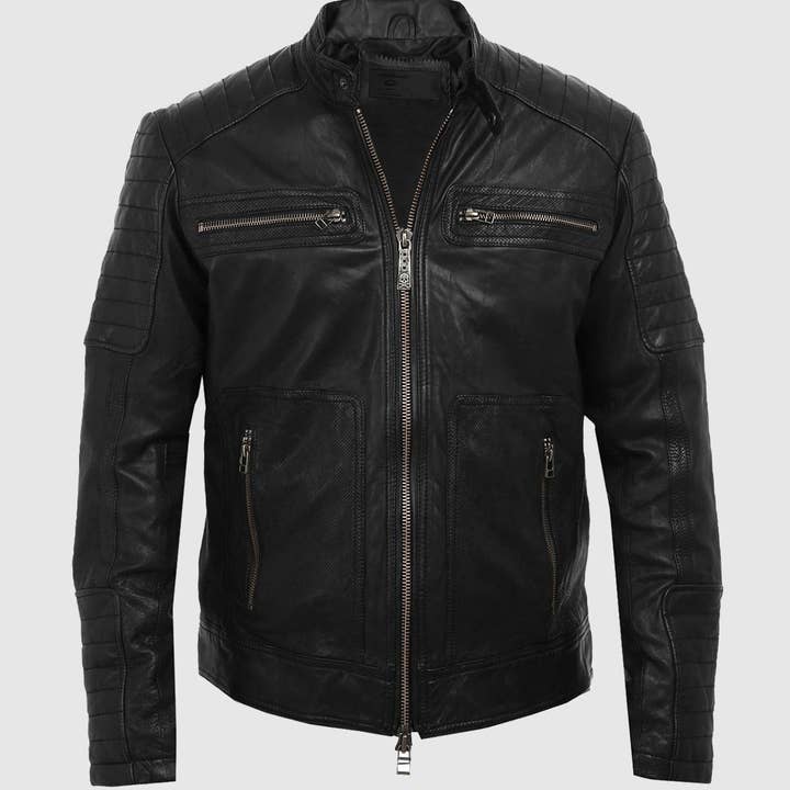 Chaqueta de motorista Iron Shade para hombre para venta al por mayor de The Royale Leather