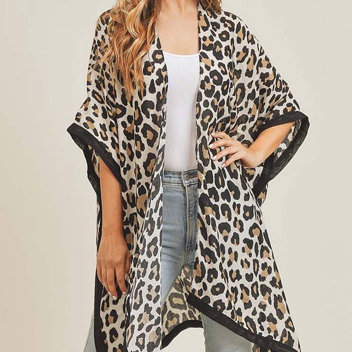 3AM BY H&D ACCESSORIES - Wholesale Kimono - Women's - Leopard Print Kimono