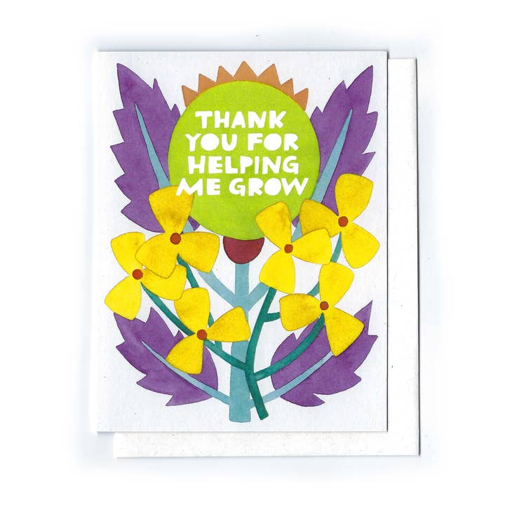 Katie Blanchard Art + Works - Vente Cartes de remerciements - Merci de m'avoir aidée à grandir - Carte au design folklorique0