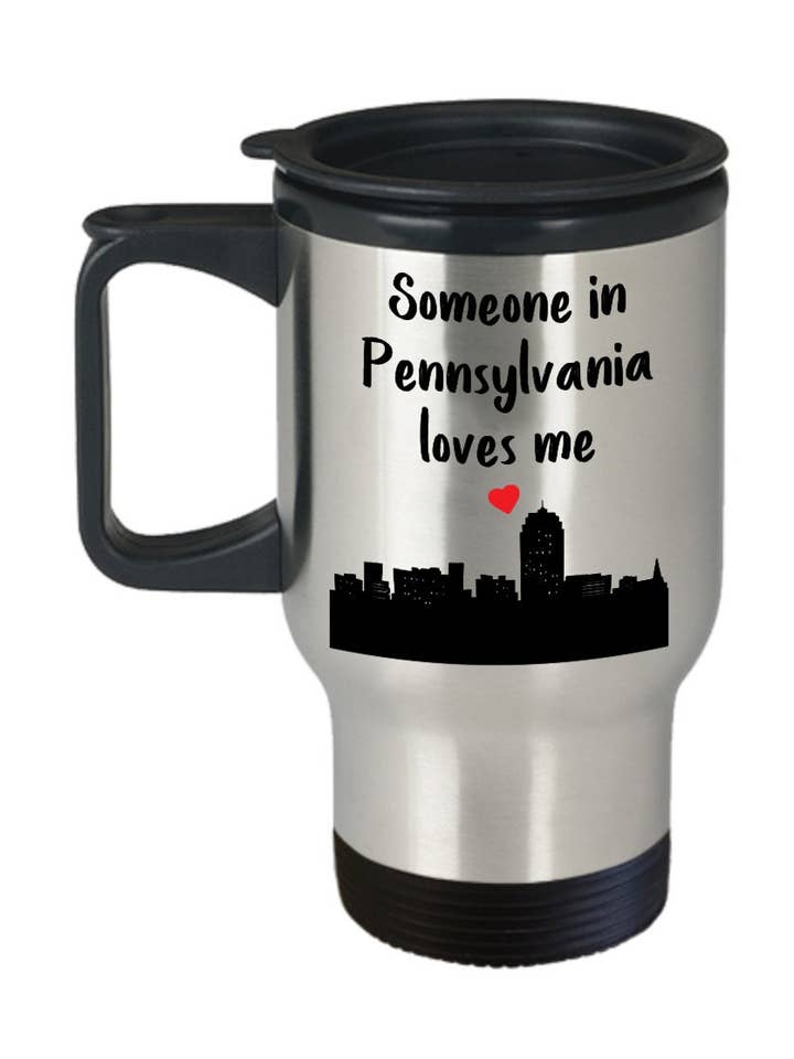 Mug de voyage « Quelqu'un en Pennsylvanie m'aime pour la vente par CustomHappy
