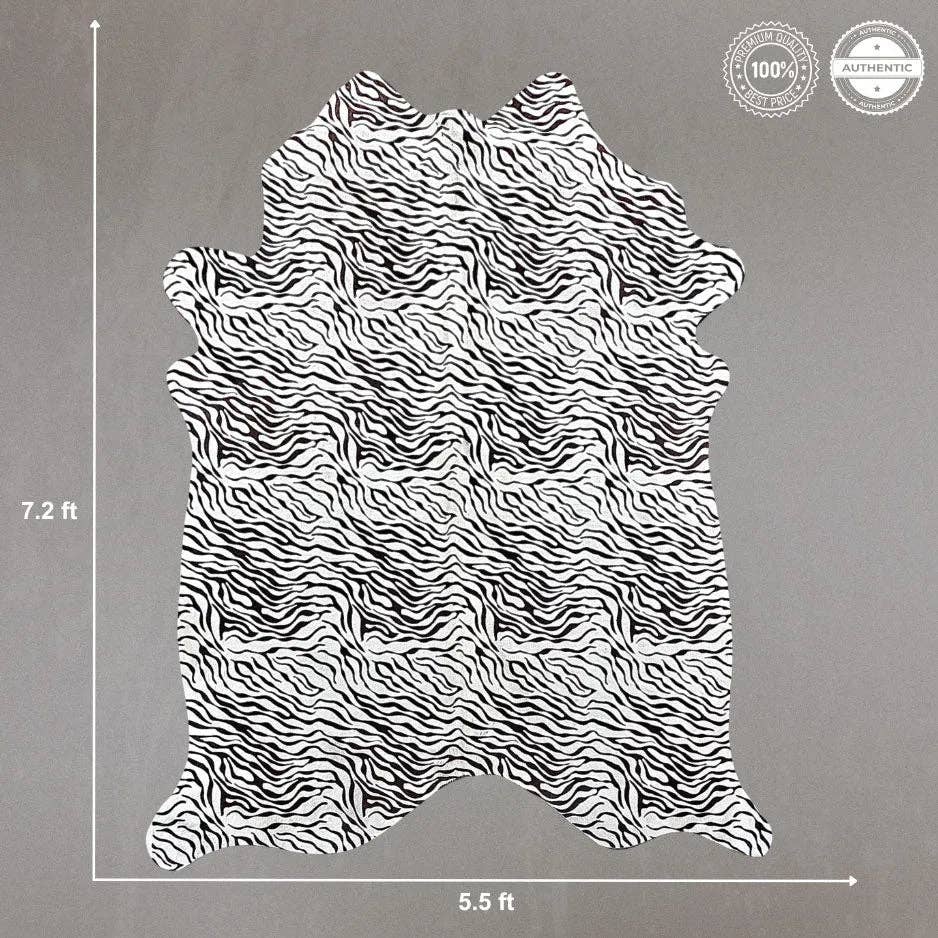 Rodeo - Wholesale Area Rug - Printed baby zebra Cowhide Rug Size 5.5x 7.2 ft ---52433