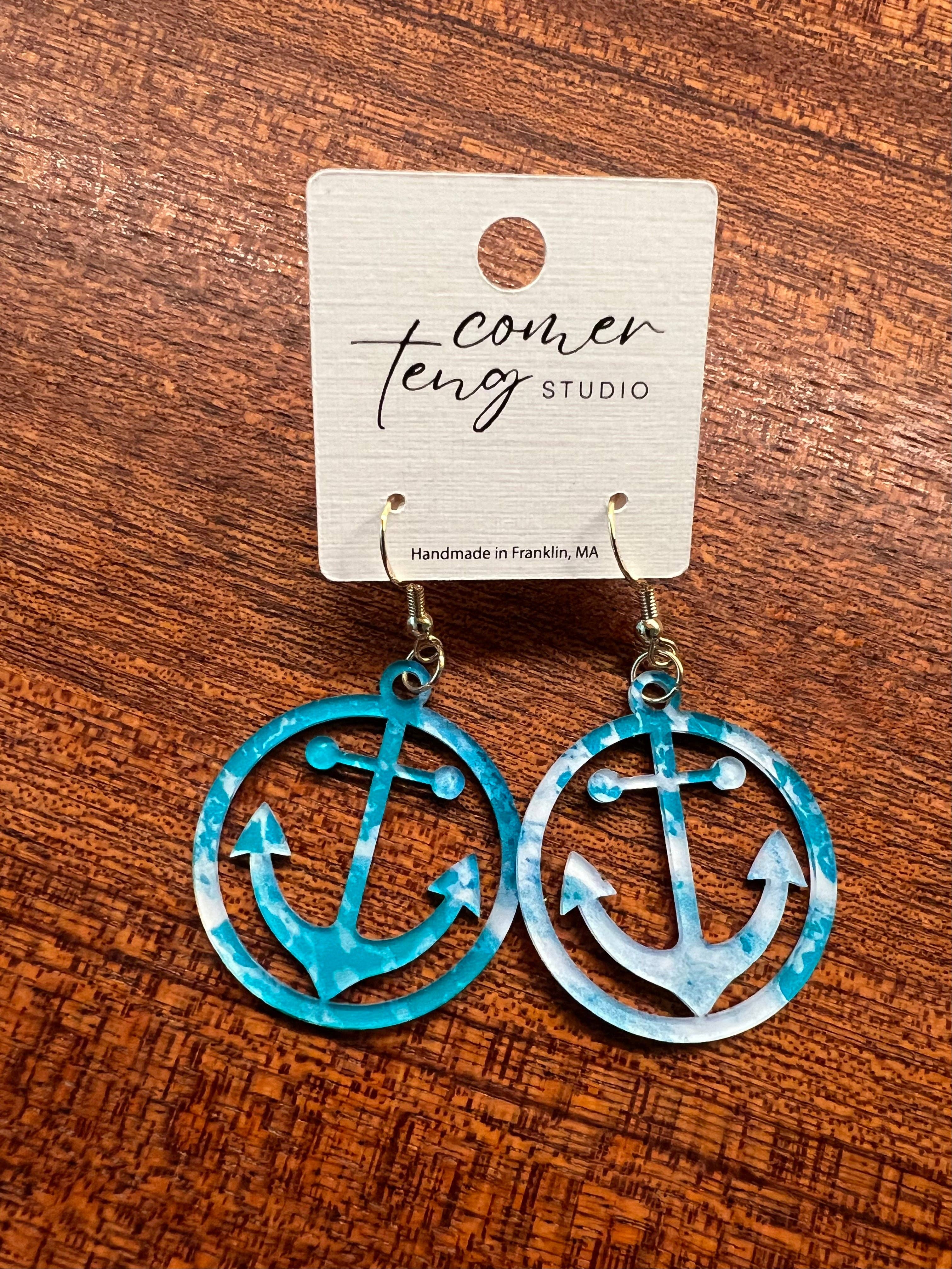 Comer Teng Studio - Wholesale Dangle Earrings - Acrylic Ocean Anchor Earrings1