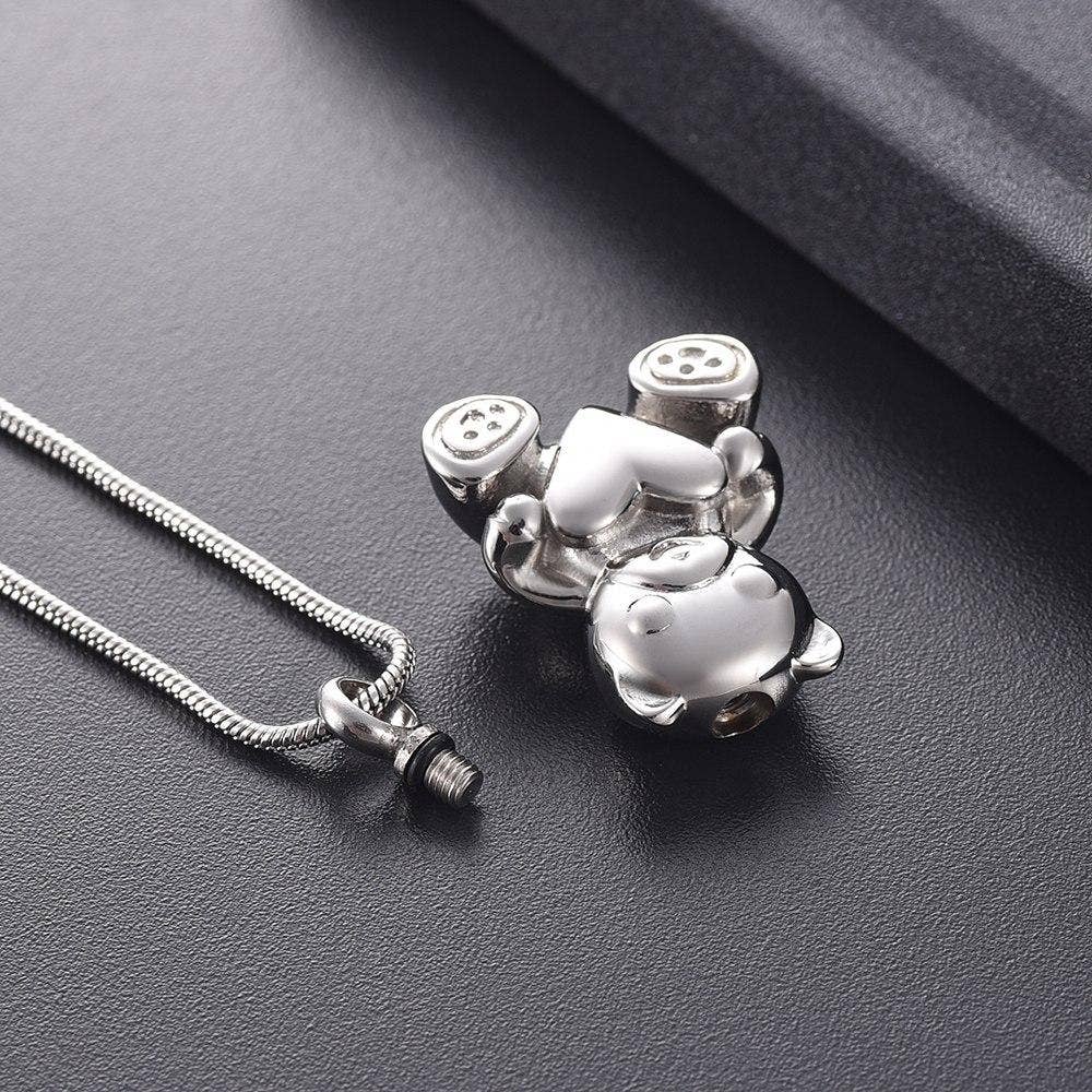 Cherished Emblems - Wholesale Pendant/Charm Necklace - Cute Teddy Bear With Heart Cremation Urn Necklace23