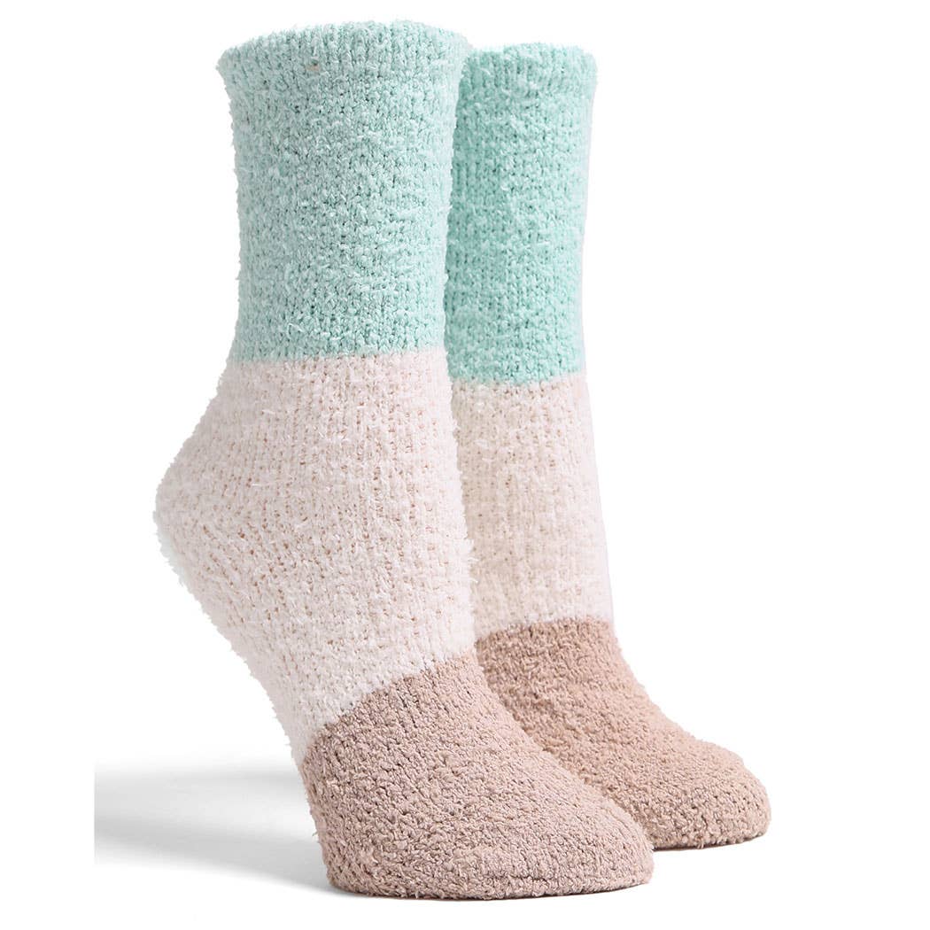  ASSORTED COLORS Luxury Soft Color Blocked Mini Crew Winter Socks for wholesale on Faire3