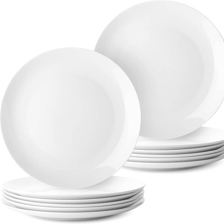 BTaT White Dinner Plates Set of 12, 10.5 Inch for wholesale by Brew To A Tea