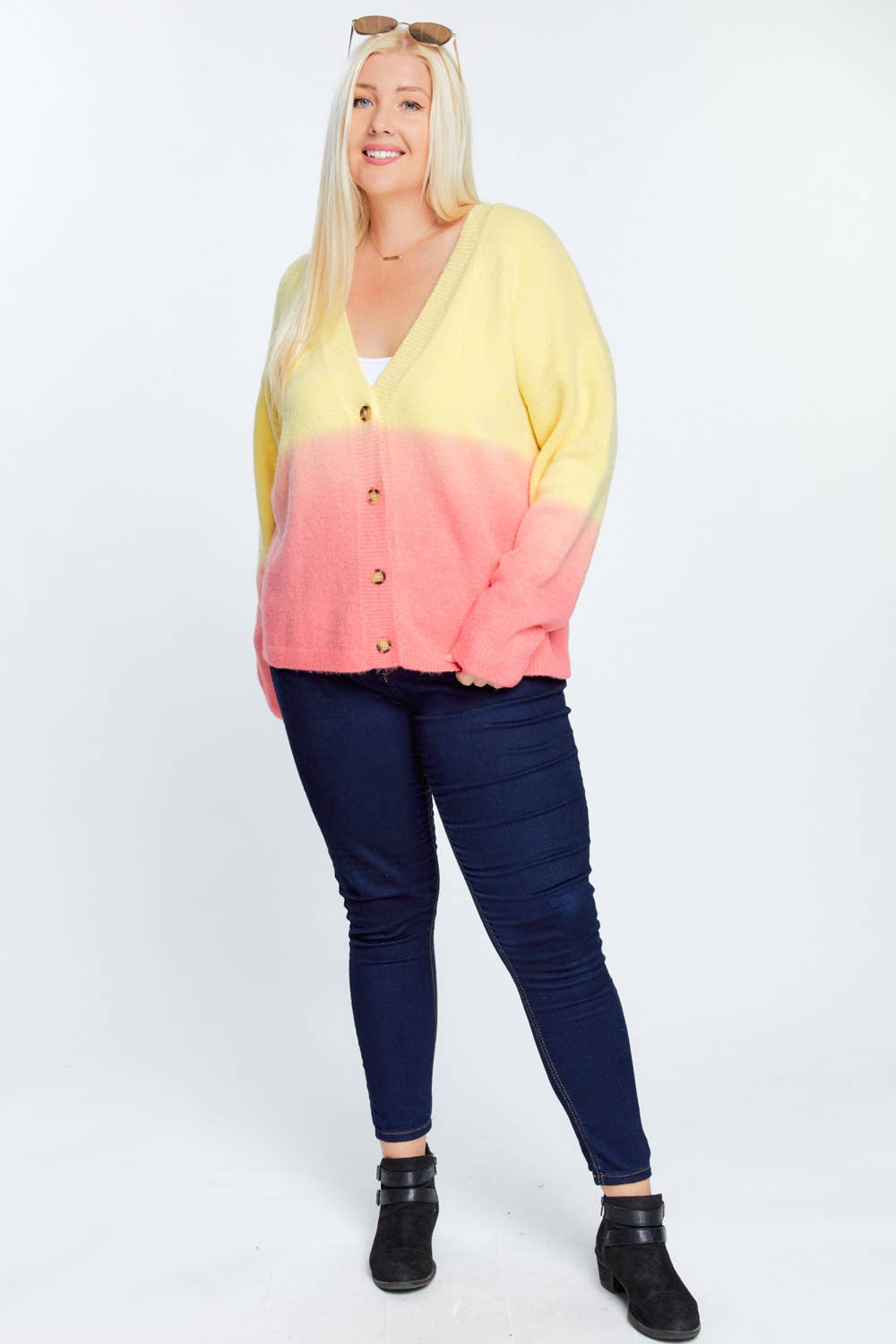 Davi & Dani - Wholesale Cardigan - Women's - OVERSIZE BUTTON DOWN CROPPED DYED SWEATER CARDIGAN15