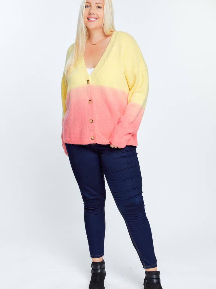 Davi & Dani - Wholesale Cardigan - Women's - OVERSIZE BUTTON DOWN CROPPED DYED SWEATER CARDIGAN15