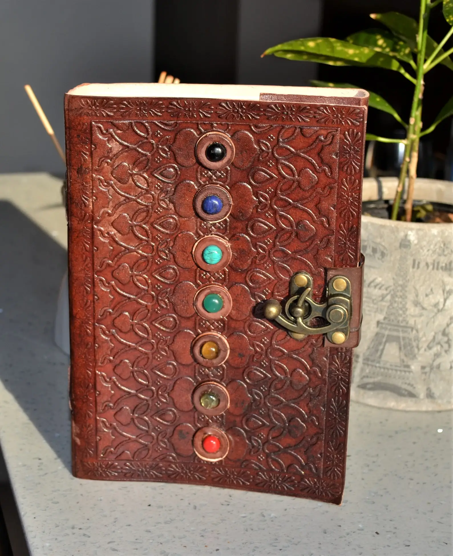R K Handicrafts and Exporters - Wholesale Journal/Diary - 7 Chakra Leather Journal Chakra Stones Meditation4