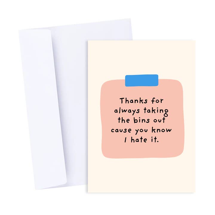 Cartão Bins Out - Cartão de Aniversário ou Dia dos Namorados Divertido e Peculiar por atacado de Popsy Press