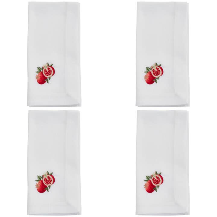 White Embroidered Pomegranate Napkin for wholesale on Faire2