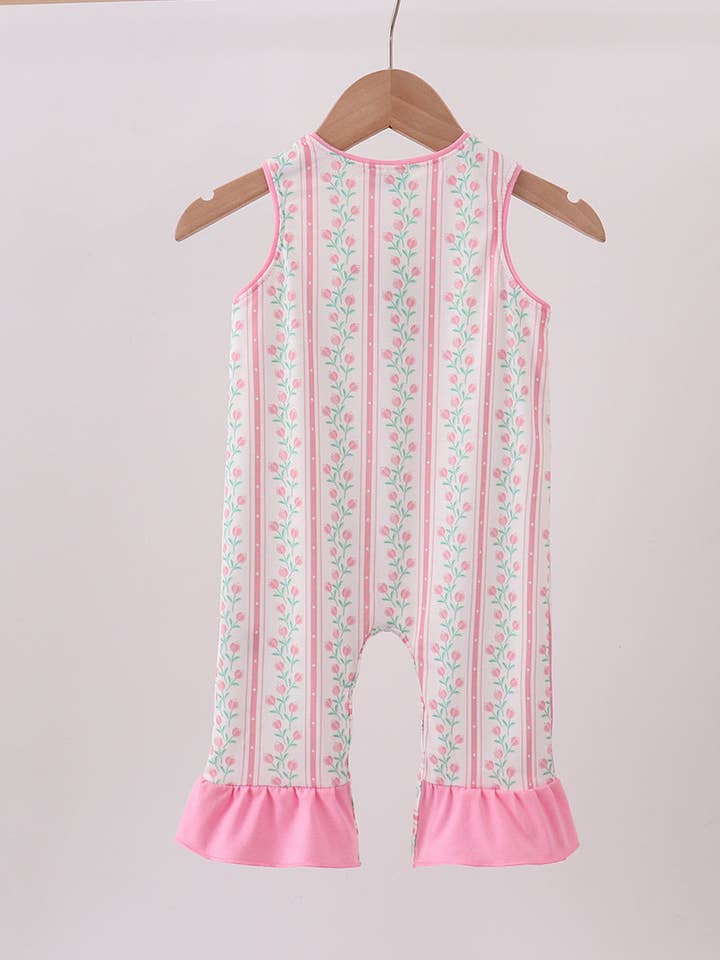 Mom & Co. - Venta al por mayor Peto - Bebés - Romper con volantes y nido de abeja de tulipanes florales5