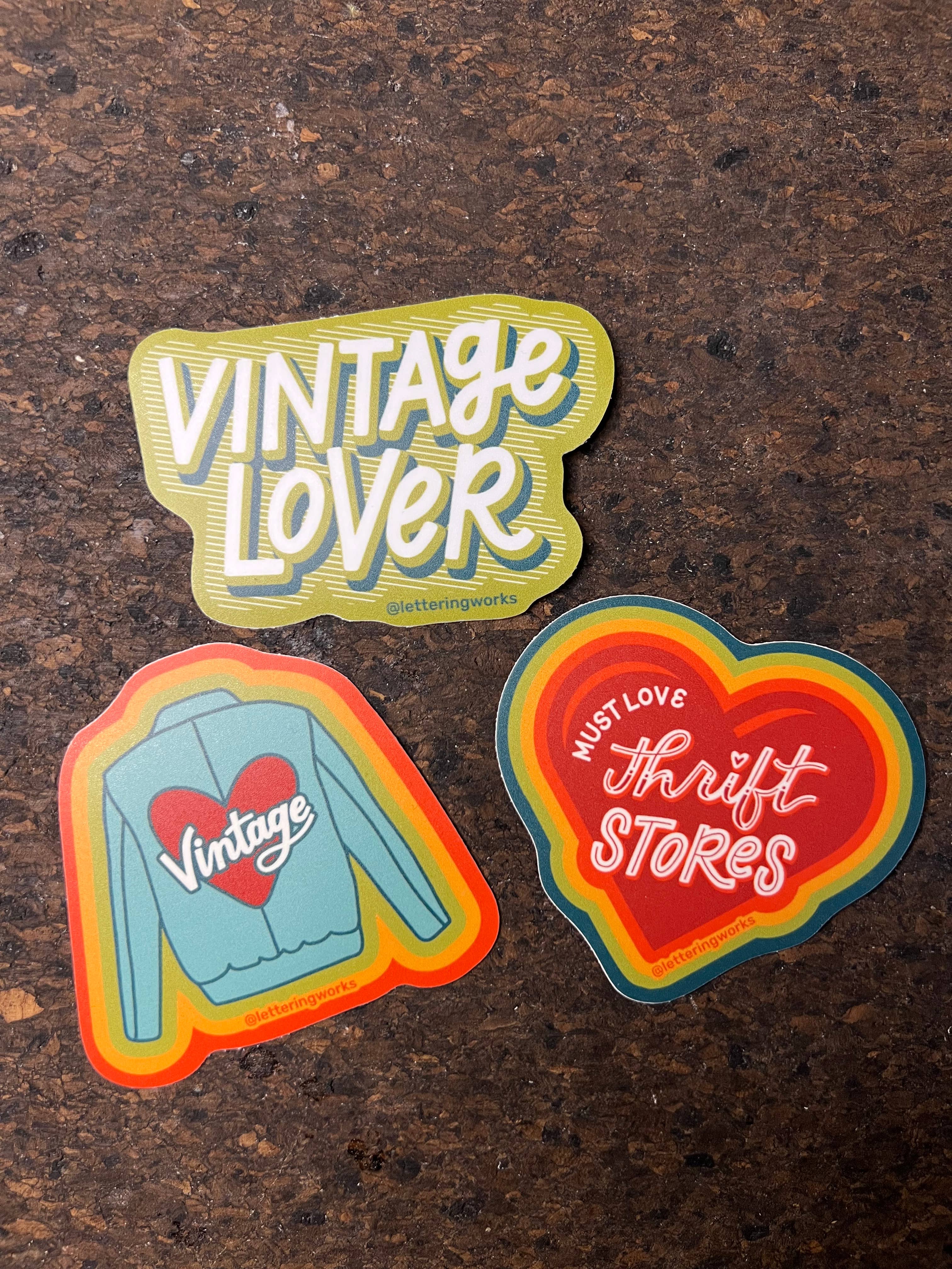 Lettering Works - Wholesale Sticker - Must Love Thrift Stores Heart Vinyl Sticker2