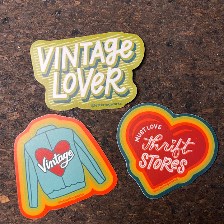 Lettering Works - Wholesale Sticker - Must Love Thrift Stores Heart Vinyl Sticker2