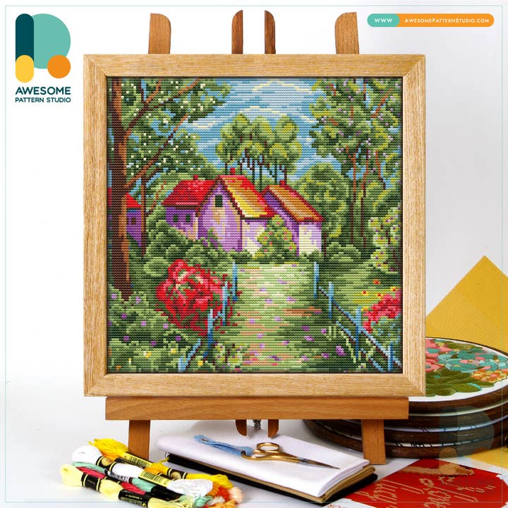 CS1459-1 Spring Landscape, Counted Cross Stitch Kit for wholesale by Awesome Pattern Studio