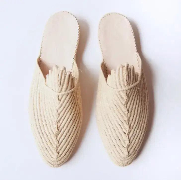 Melecraft - Wholesale Mules - Women's - NATURAL RAFFIA SLIPPERS - Moroccan Raffia Shoes1