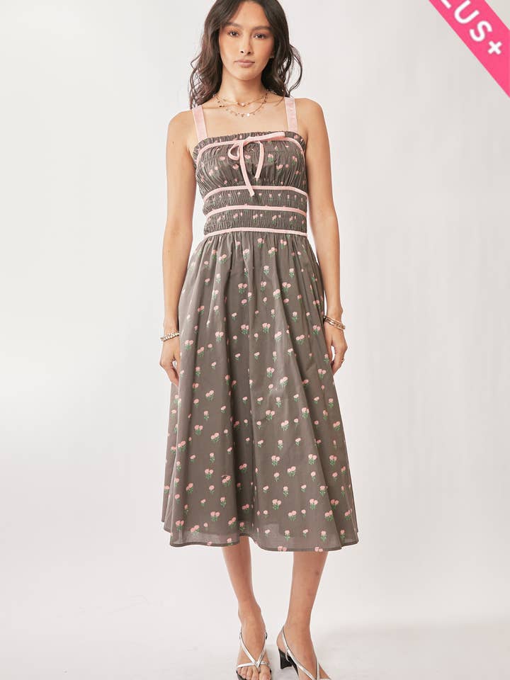 Davi & Dani - Vente Robe – femme - ROBE MIDI EN VELOURS À SMOCKING AVEC PLUS DE CONTRASTE11