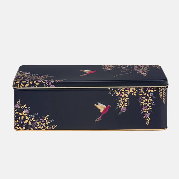 Navy Hummingbird Long Deep Rectangle Tin - Case of 6 for wholesale by Sara Miller London