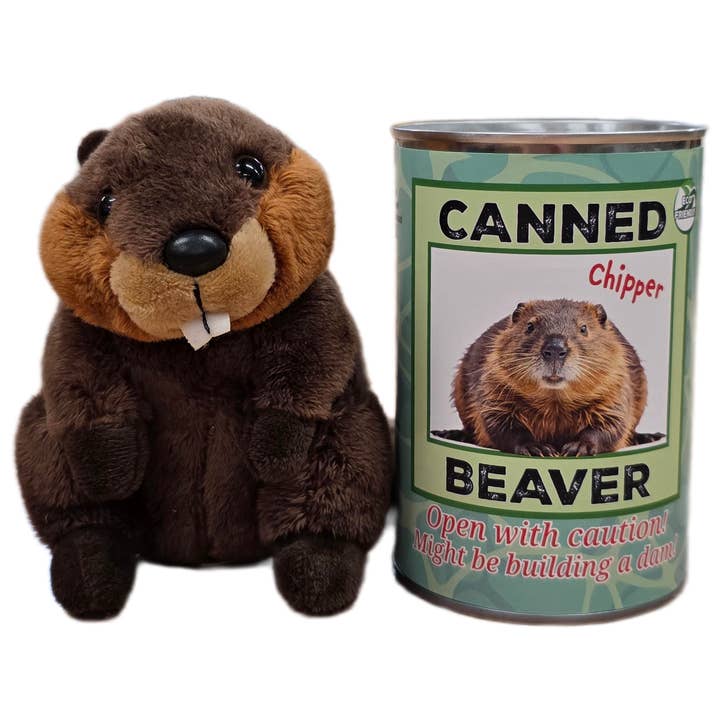 Chipper the Canned Beaver | Stuffed Animal Plush w/Jokes for wholesale by Canned Gifts