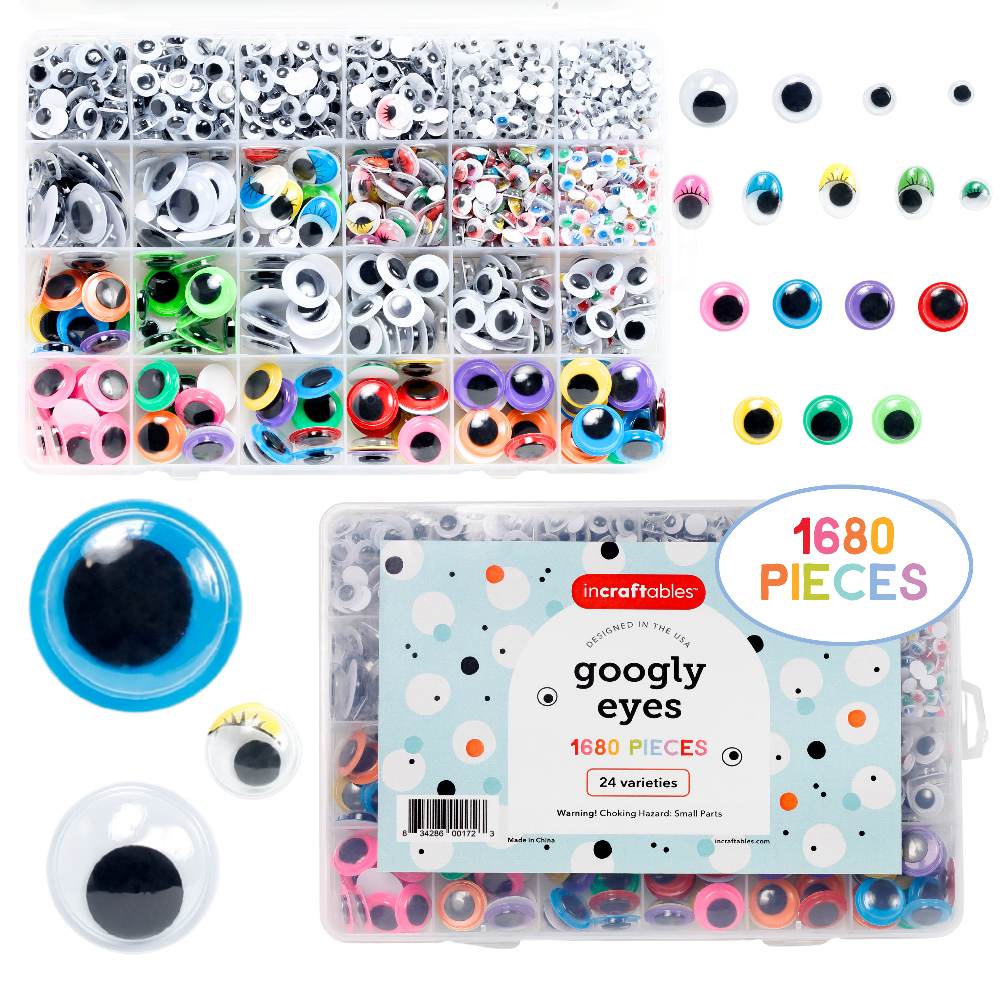 Incraftables - Wholesale DIY Craft Kit - Kids - Incraftables 1680 Colorful Googly Eyes Set0