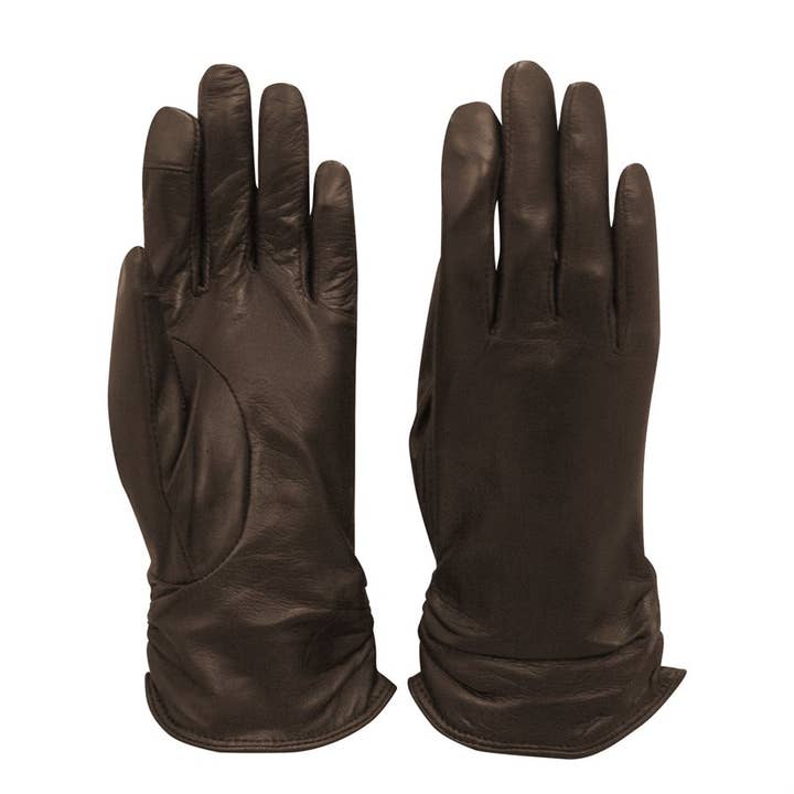 Black 8266 Leather Fleece Lined Tech Gloves for wholesale on Faire1