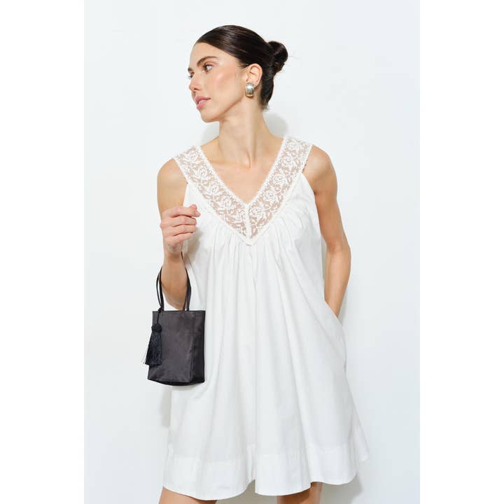 Danica Lace Trim Mini Dress for wholesale by Loucia