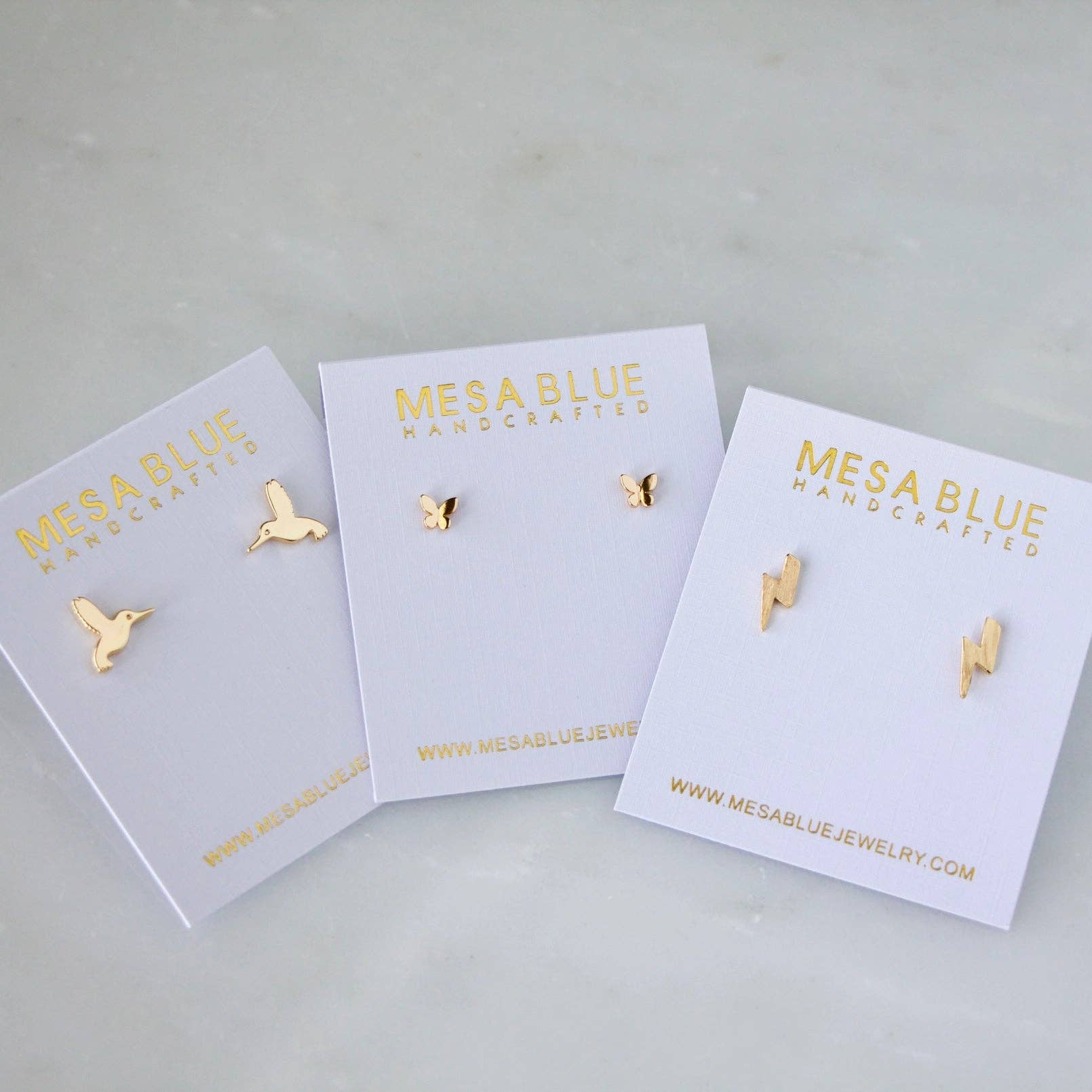 Mesa Blue - Wholesale Stud/Post Earrings - Lighting Bolt Stud Earrings3