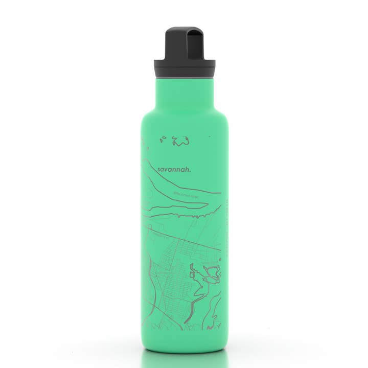 Savannah, GA City Map - 21 oz Insulated Water Bottle for wholesale by Well Told