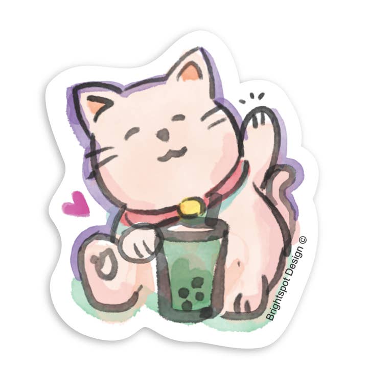 Cat Boba Sticker for wholesale by Brightspot Design