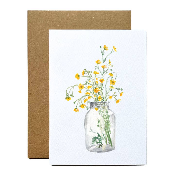 Floral Greeting Card with Buttercup Flower for wholesale by Jenny Vellacott