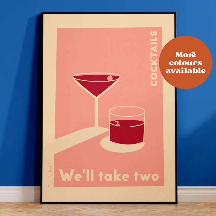Cocktails We'Ll Take Two Print for wholesale by Lauren Beth Designs